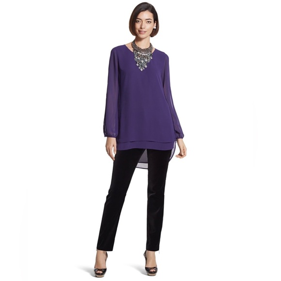 Chico’s Black Label Open Sleeve Tunic, Black, Sz 00 (Fits a Regular Size 4) - Picture 3 of 6